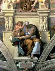 Sixtinische Kapelle Decke: Kumana Sibylle (nach der Restaurierung)